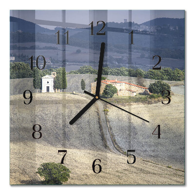Glass wall clock square Landscape
