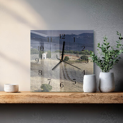 Glass wall clock square Landscape