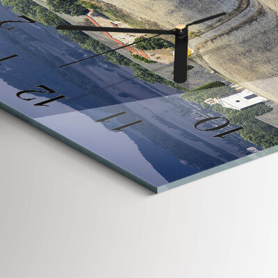 Glass wall clock square Landscape