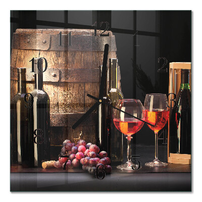 Square kitchen clock A barrel of wine