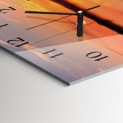 Square wall clock Sunset