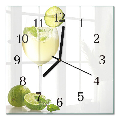 Glass wall clock square Calcium carbonate