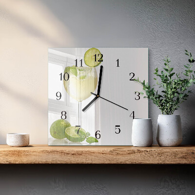 Glass wall clock square Calcium carbonate