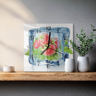 Square kitchen clock Strawberry ice cream
