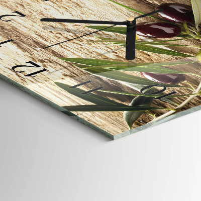 Glass clock square Olives