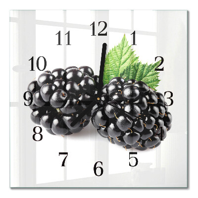 Glass clock square Blackberries