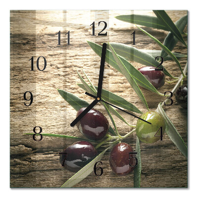 Glass clock square Olives