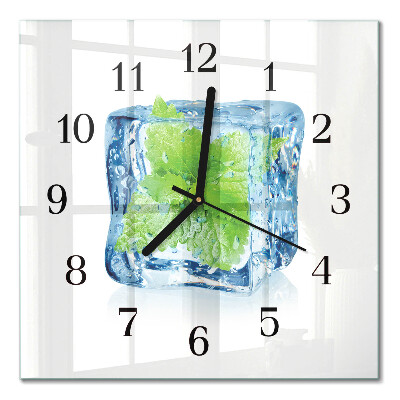 Glass wall clock square Ice mint