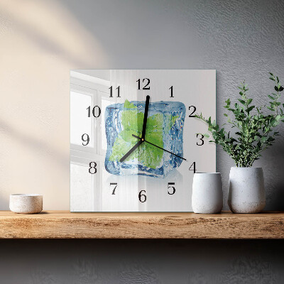 Glass wall clock square Ice mint