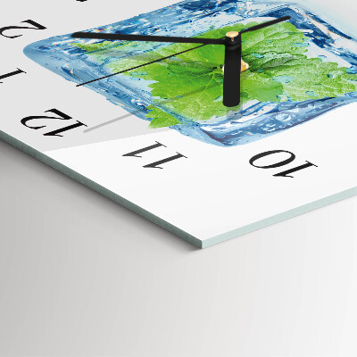 Glass wall clock square Ice mint