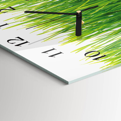 Glass clock square Grass