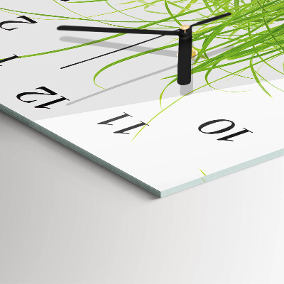 Glass wall clock square Grass