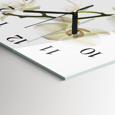 Glass clock square Orchid