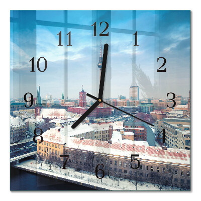 Square kitchen clock Winter city