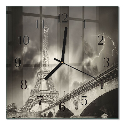 Glass clock square Paris