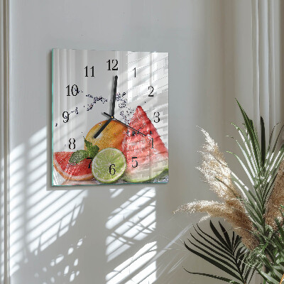 Glass wall clock square Fruit