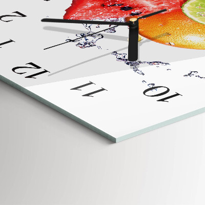 Glass wall clock square Fruit