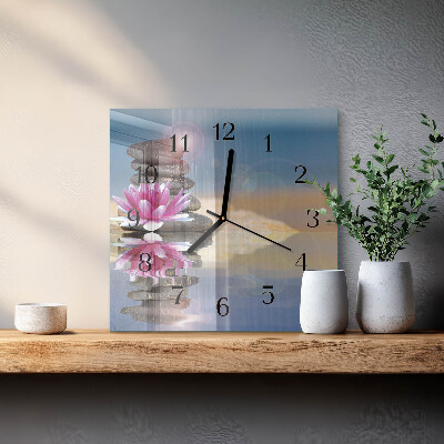 Square wall clock Stones in the water