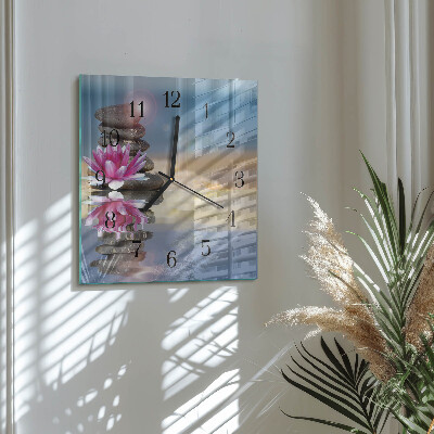 Square wall clock Stones in the water