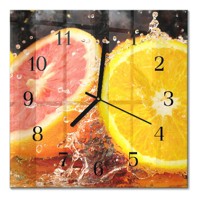 Glass clock square Fruit