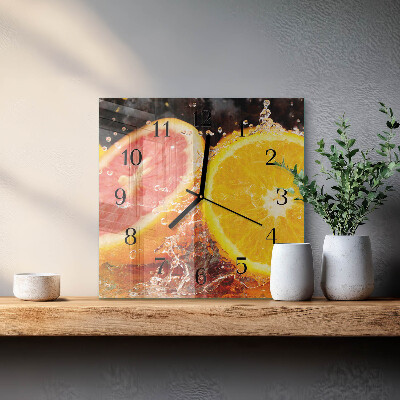Glass clock square Fruit