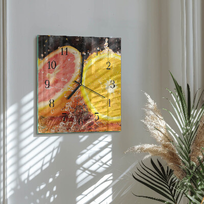 Glass clock square Fruit