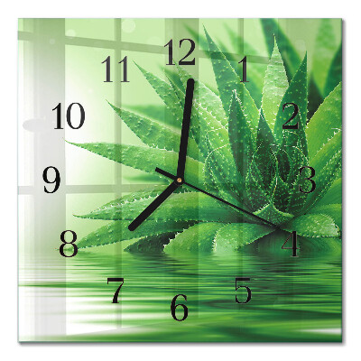 Glass wall clock square Aloe