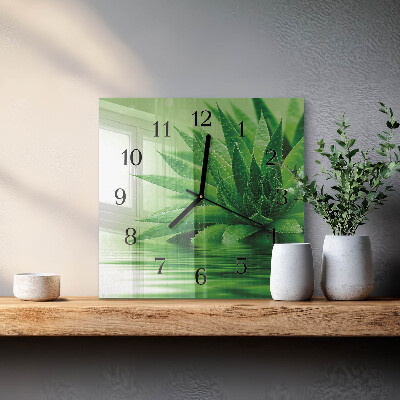 Glass wall clock square Aloe