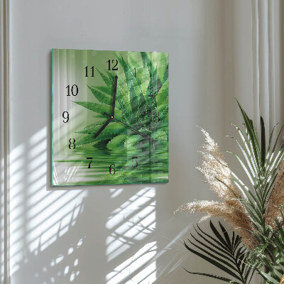 Glass wall clock square Aloe