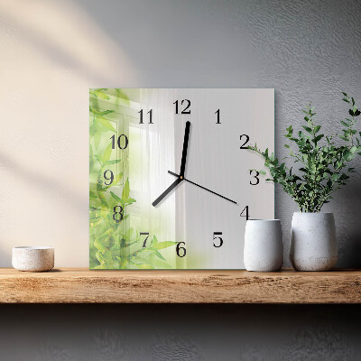 Glass wall clock square Nature