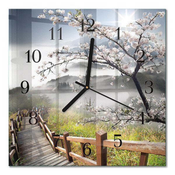 Glass clock square Spring