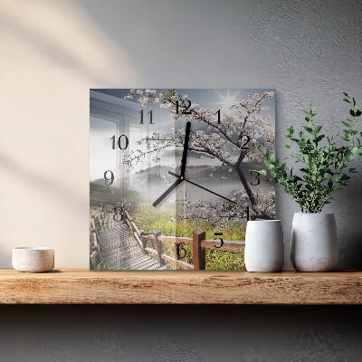 Glass clock square Spring