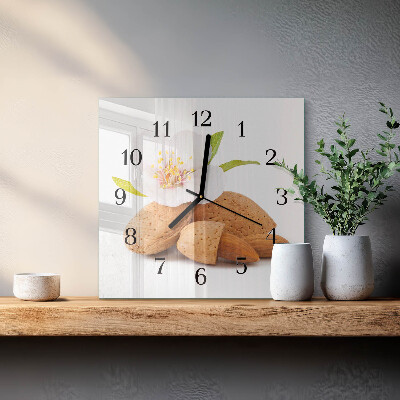 Square wall clock Almonds