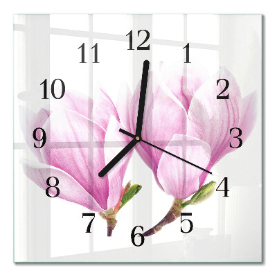 Glass wall clock square Magnolia