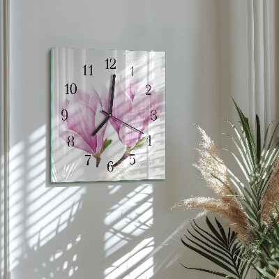 Glass wall clock square Magnolia