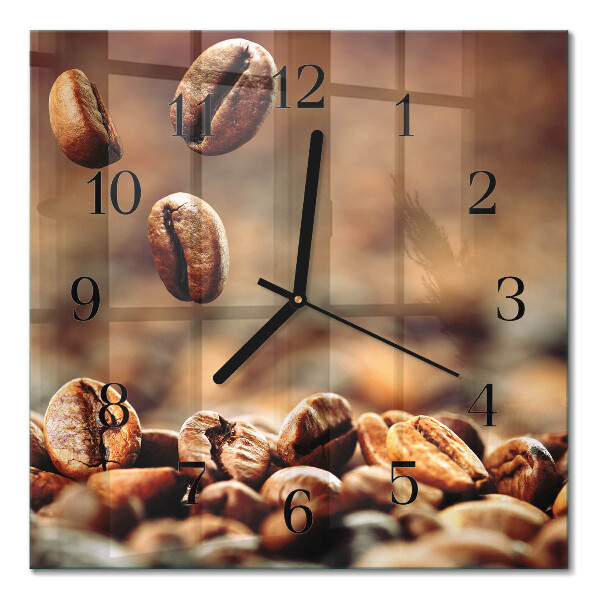 Glass clock square Coffee beans