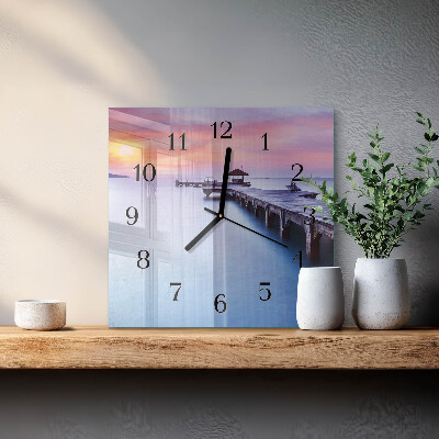 Glass clock square Wooden bridge
