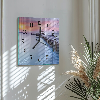 Glass clock square Wooden bridge