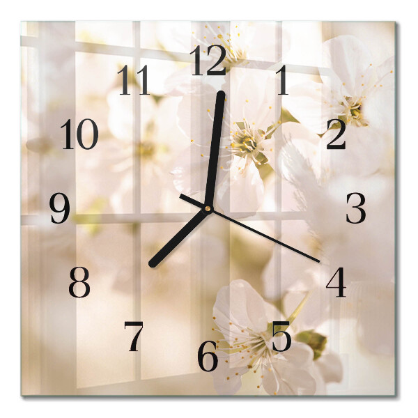 Square wall clock Flowers