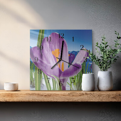 Glass wall clock square Spring