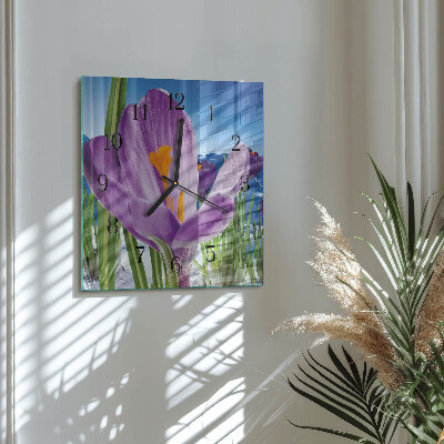 Glass wall clock square Spring