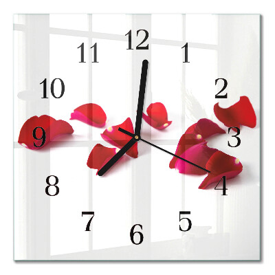 Glass clock square Rose petals