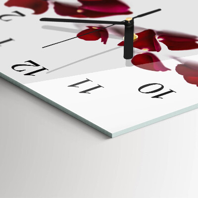 Glass clock square Rose petals
