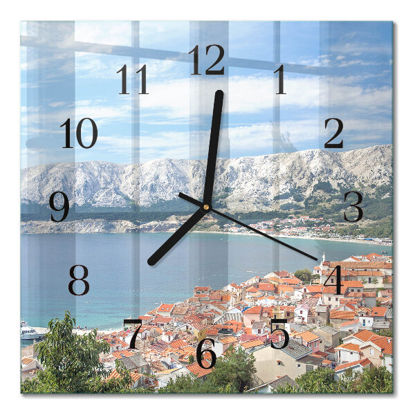 Glass wall clock square Bay