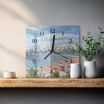 Glass wall clock square Bay
