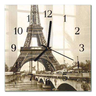 Glass clock square Paris