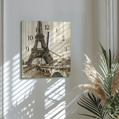 Glass clock square Paris
