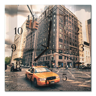 Glass wall clock square Taxi