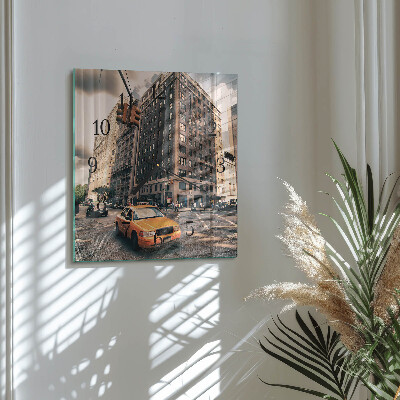 Glass wall clock square Taxi