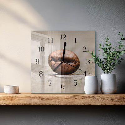 Glass clock square Coffee bean